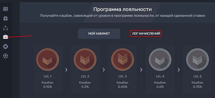 Лог начислений кешбэка